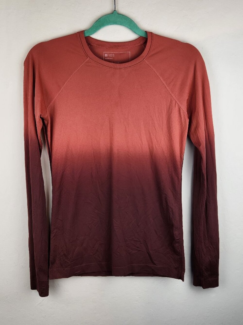 FIGS Salta Seamless Longsleeve Underscrub Shirt Ombre Spiced Cider sz S